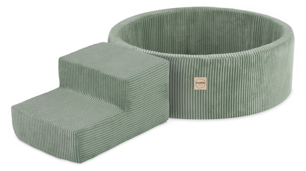 Plush Nest Igralište Suhi bazen 90x30 + stepenica (+200 loptica: biserna, biserna mint, srebrna), zeleni