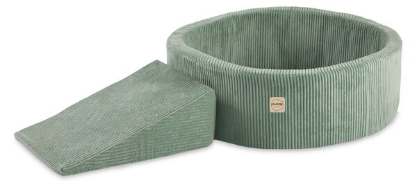 Plush Nest Igralište Suhi bazen 90x30 + trokut (+200 loptica: biserna, biserno-mentolna, srebrna), zeleni