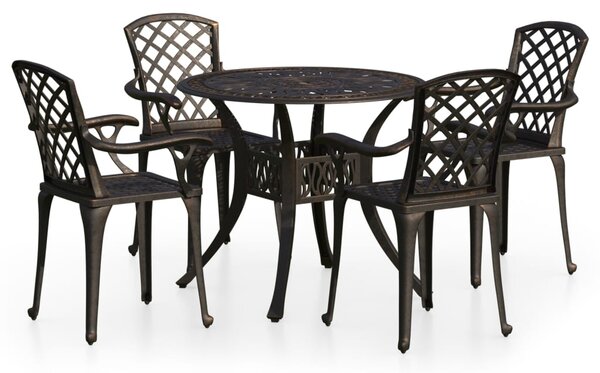 5-dijelni bistro set od lijevanog aluminija brončani - Smeđa / N/A