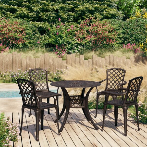 5-dijelni bistro set od lijevanog aluminija brončani - Smeđa / N/A