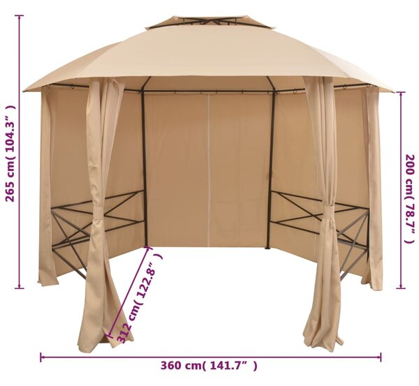 Vrtni šator/paviljon sa zavjesama šesterokutni 360 x 265 cm - Bež / N/A