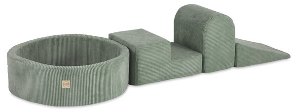 Plush Nest Igralište 3 elementa + suhi bazen 90x30 (+200 loptica: biserna, biserno-mentolna, srebrna), zeleni