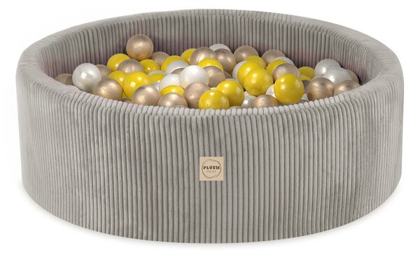 Plush Nest Igralište s 3 elementa + suhi bazen 90x30 (+200 loptica: biserna, zlatna, žuta), bež