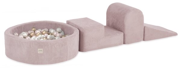 Plush Nest Igralište 3 elementa + suhi bazen 90x30cm (+200 loptica: biserne, zlatne, biserno svijetlo ružičaste)