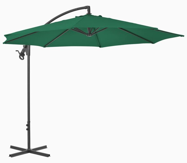 Konzolni vrtni suncobran s čeličnim stupom 300 cm zeleni - Zelena / N/A