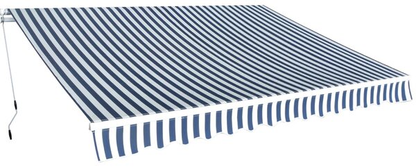 Sklopiva tenda na ručno upravljanje 350 cm crno-bijela - Plava / 350 cm