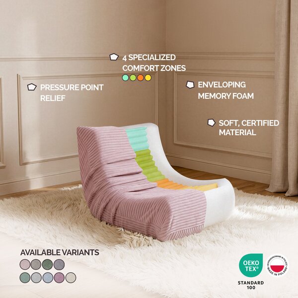 Plush Nest MOONI Mini ergonomska dječja ležaljka, ružičasta