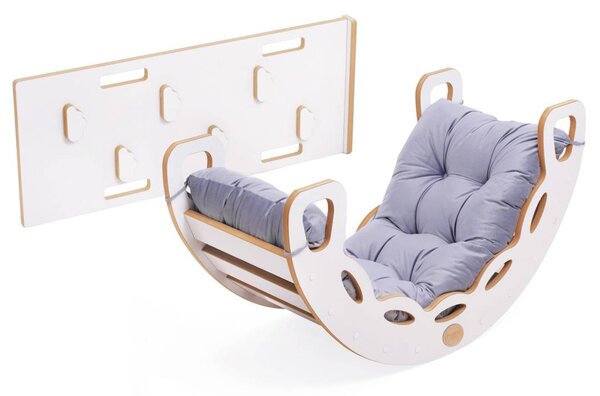 Plush Nest Mala ljuljačka 4-u-1 ljuljačka + zid za penjanje/tobogan + jastuk (lila baršun)