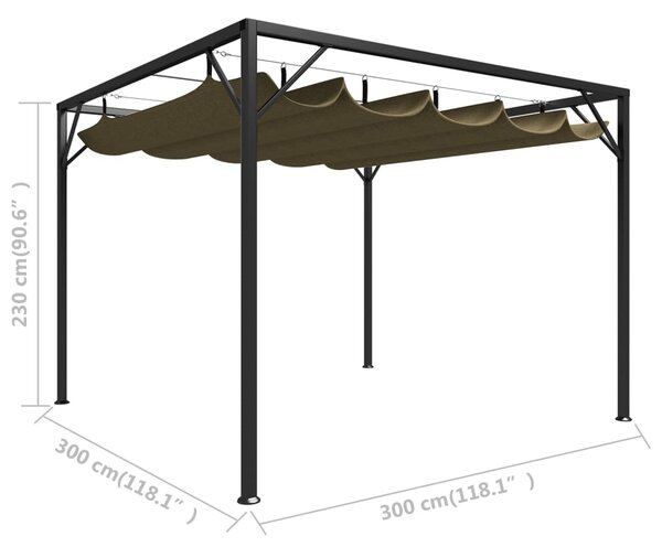 Vrtna sjenica s pomičnim krovom 3 x 3 m smeđe-siva 180 g/m² - Tupe / N/A