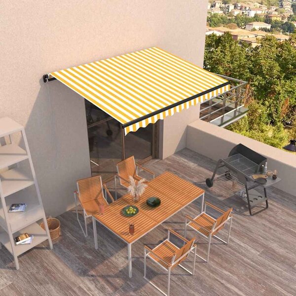 Tenda na ručno uvlačenje 350 x 250 cm žuto-bijela - Žuta / 350 x 250 cm