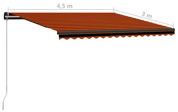 Tenda na ručno uvlačenje 450 x 300 cm narančasto-smeđa - Šarena / 450 x 300 cm