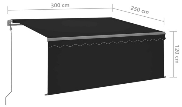 Automatska tenda s roletom i senzorom LED 3 x 2,5 m antracit - Antracitno siva / 3 x 2.5 m