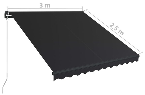 Tenda na ručno uvlačenje 300 x 250 cm antracit - Antracitno siva / 300 x 250 cm
