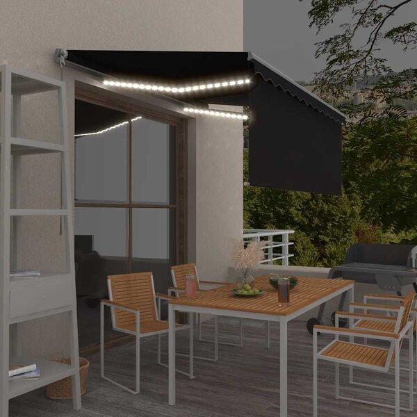 Tenda na ručno uvlačenje s roletom LED 3,5 x 2,5 m antracit - Antracitno siva / 3.5 x 2.5 m