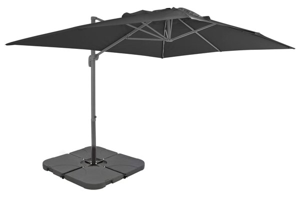 Vrtni suncobran s prijenosnom bazom antracit - Siva / 3 x 4 m
