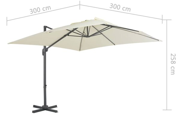 Konzolni vrtni suncobran s aluminijskom šipkom 300x300 cm boje pijeska - Bež / 300 x 300 cm