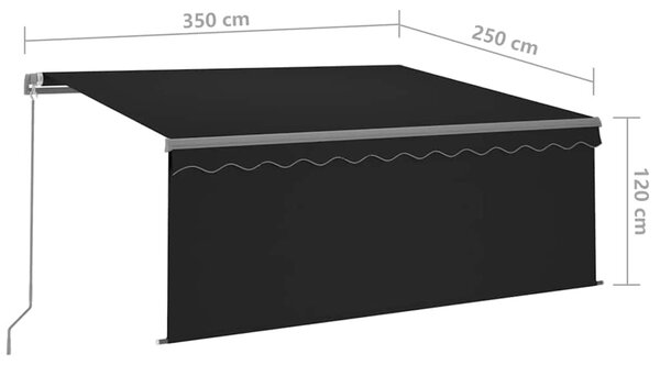 Tenda na ručno uvlačenje s roletom LED 3,5 x 2,5 m antracit - Antracitno siva / 3.5 x 2.5 m