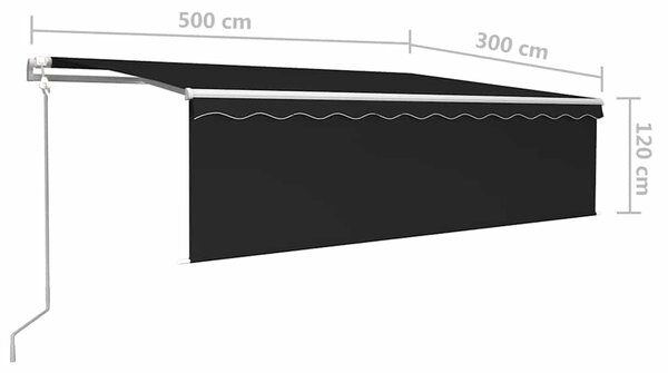 Automatska tenda na uvlačenje s roletom 5 x 3 m antracit - Antracitno siva / 5 x 3 m