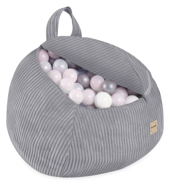 Plush Nest Vrećica za pohranu igračaka i plišanih igračaka, dječji puf, siva, mini