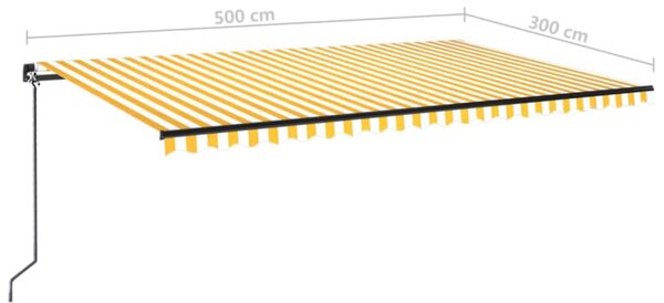 Tenda na ručno uvlačenje s LED svjetlom 500x300 cm žuto-bijela - Žuta / 500 x 300 cm