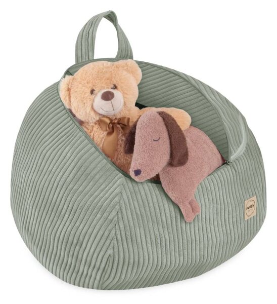 Plush Nest Vrećica za pohranu igračaka i plišanih igračaka, dječji puf, zelena, mini