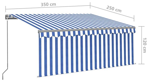 Tenda na ručno uvlačenje s roletom 3,5 x 2,5 m plavo-bijela - Plava / 3,5 x 2,5 m