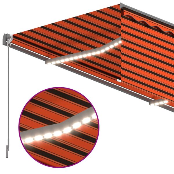 Tenda na ručno uvlačenje s roletom LED 4 x 3 m narančasto-smeđa - Šarena / 4 x 3 m