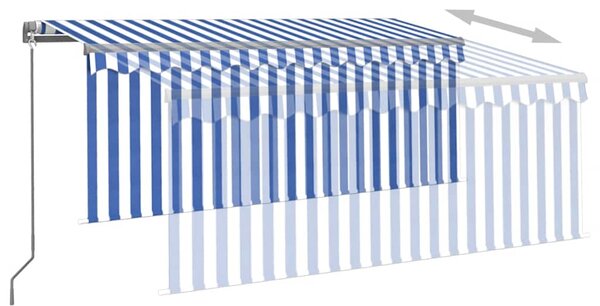 Tenda na ručno uvlačenje s roletom 3,5 x 2,5 m plavo-bijela - Plava / 3,5 x 2,5 m