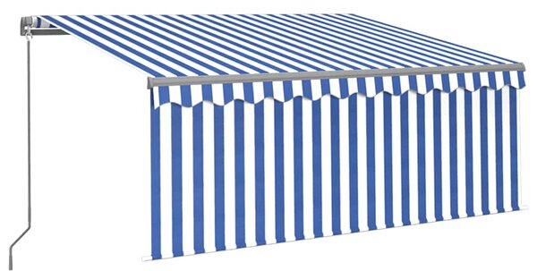 Tenda na ručno uvlačenje s roletom 3,5 x 2,5 m plavo-bijela - Plava / 3,5 x 2,5 m