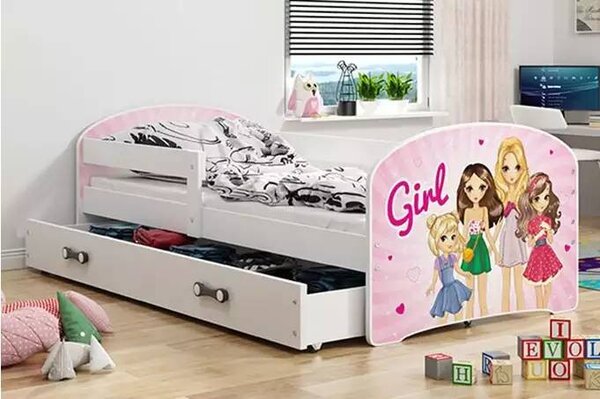 Dječji krevet Luki Girls 80×160 s madracem i ladicom - Bijela