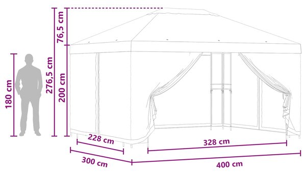 Vrtna sjenica sa stranicama 4 × 3 m Bež Poliester i čelik - Bež / 4 × 3 m