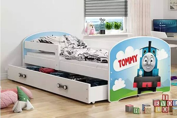 Dječji krevet Luki Tommy 80×160 s madracem i ladicom - Bijela