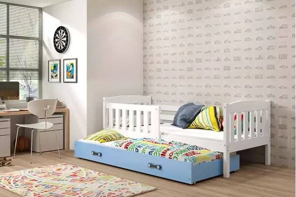 Dječji krevet s izvlačenjem Kubus 90×200 s madracem i ladicom - Bijela
