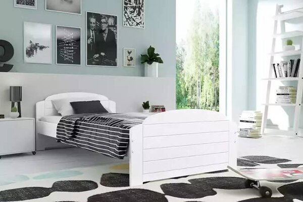 Dječji krevet Luki 1 Autić 80×160 s madracem i pretincem - Bijela
