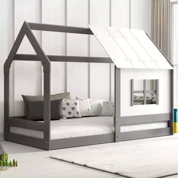 Dječji krevet kućica s krovom 80×160 s madracem - Bijela
