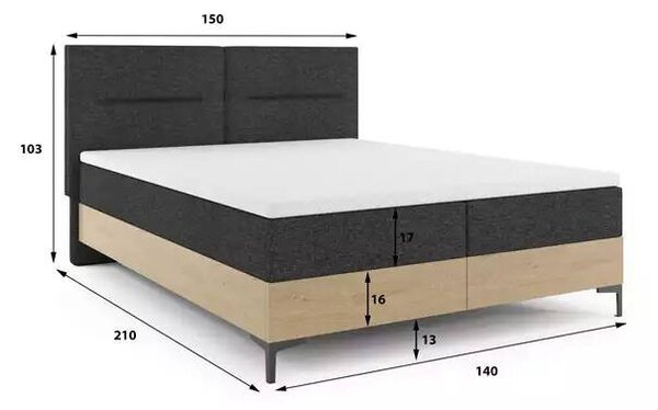 Dječji krevet Imperial 140×200 s madracem i spremnikom - Hrast