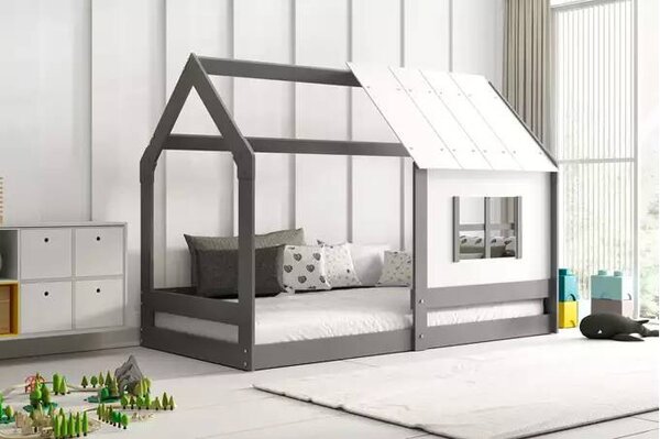Dječji krevet kućica s krovom 80×160 s madracem - Bijela