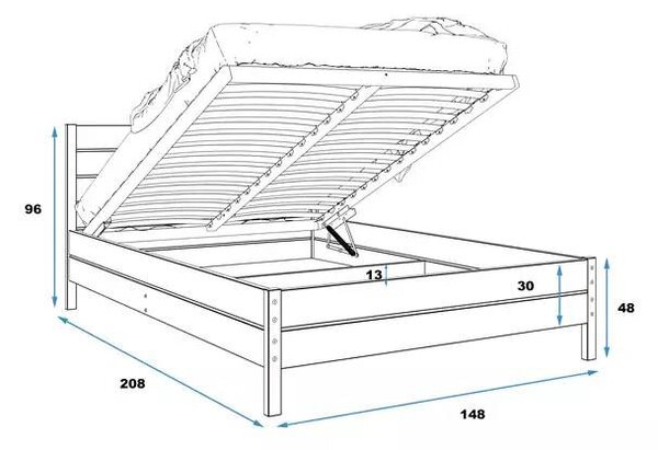 Dječji krevet Continental 140×200 s madracem - Prirodno drvo