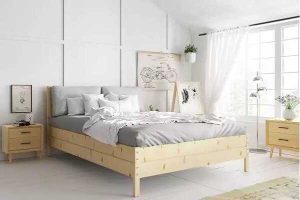 Dječji krevet Continental 140×200 s madracem - Prirodno drvo