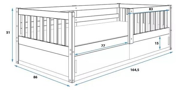 Dječji krevet Smart 80×160 s madracem i pretincem - Bijela
