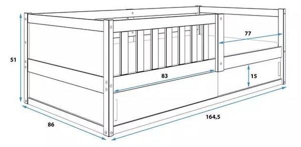 Dječji krevet Smart 2 80×160 s madracem i pretincem - Prirodno drvo