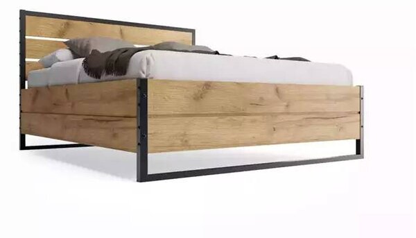 Krevet Loft 140×200 od hrasta s madracem i spremnikom - Hrast