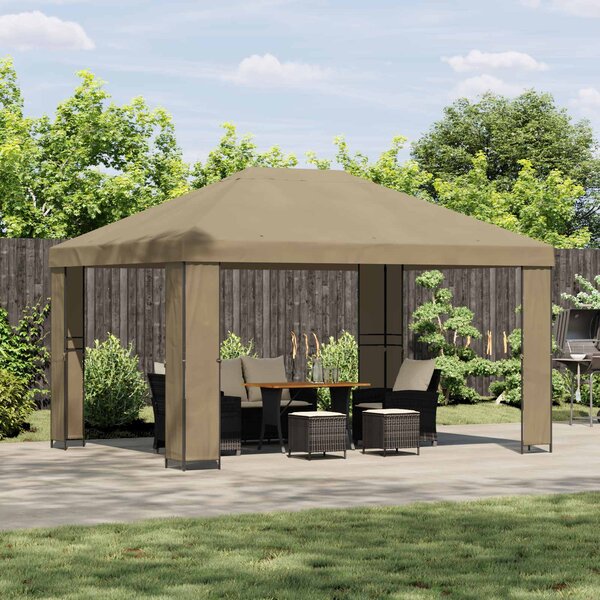 Gazebo 4 × 3 m Bež Poliester i čelik 190 gsm - Bež / 4 × 3 m