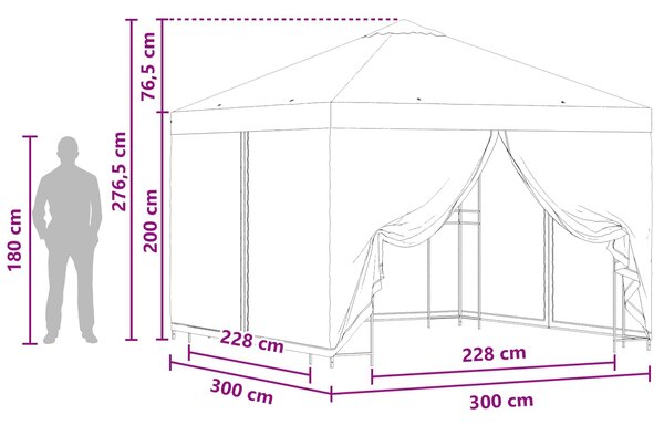 Vrtna sjenica sa stranicama 3 x 3 m Bež Poliester i čelik - Bež / 3 x 3 m