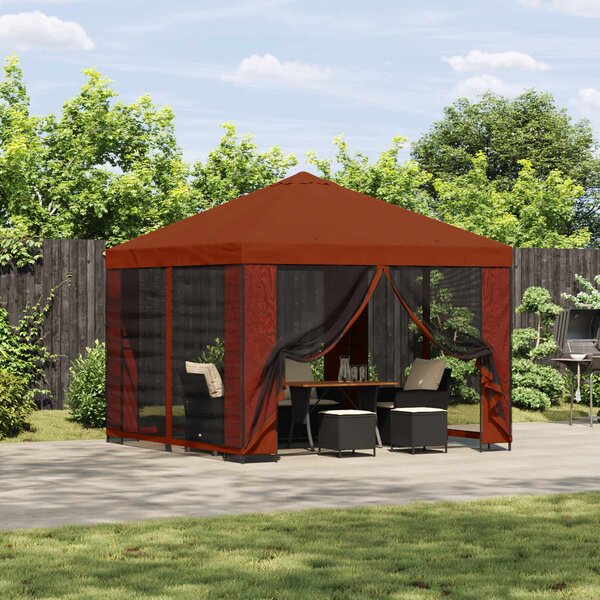 Gazebo 3 x 3 m Terakota Poliester i čelik 190 gsm - Terakota / 3 x 3 m