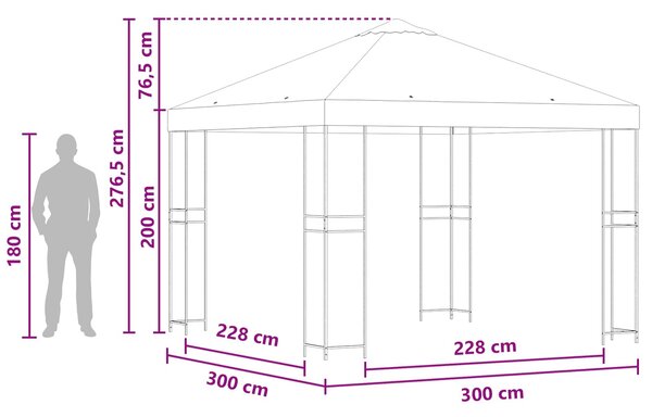 Gazebo 3 x 3 m Bež Poliester i čelik 190 gsm - Bež / 3 x 3 m