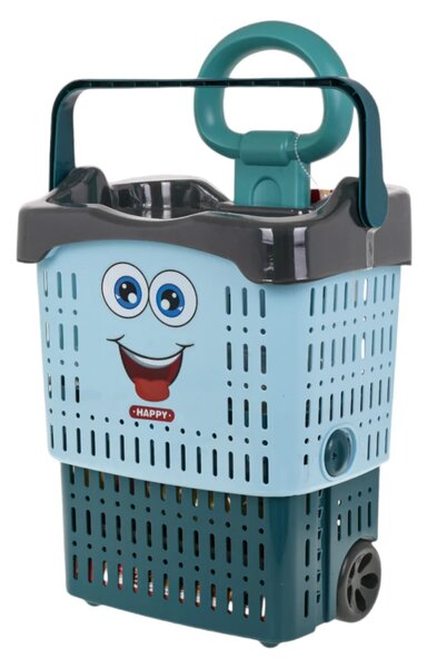 Plava dječja košarica za kupovinu + pribor