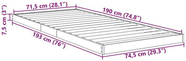 Krevet s daskama Staro drvo 75 x 190 cm Konstruirano drvo - Smeđa / 75 x 190 cm