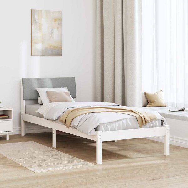 Okvir kreveta s uzglavljem Bijela i svijetlosiva 75 x 190 cm - Bijela / 75 x 190 cm