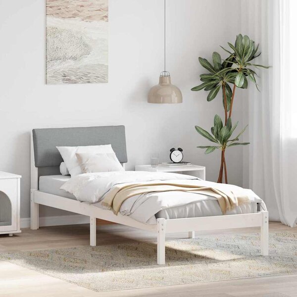 Okvir kreveta s uzglavljem Bijela i svijetlosiva 75 x 190 cm - Bijela / 75 x 190 cm
